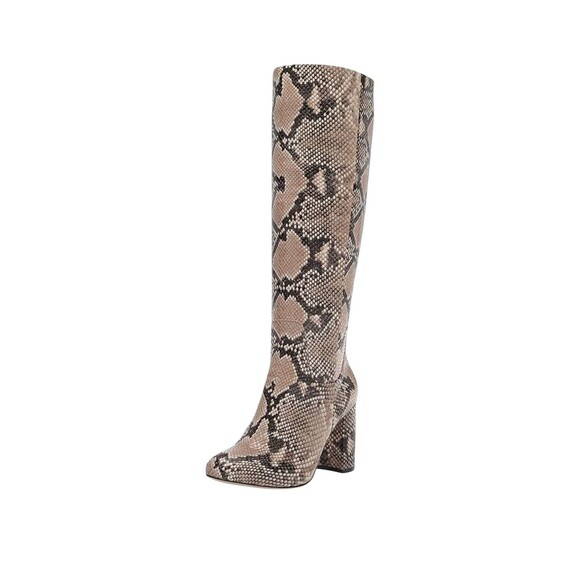 The Drop Boots Womens 8.5 Tan Snakeskin Knee High Tall Zip Faux Leather - Picture 1 of 6